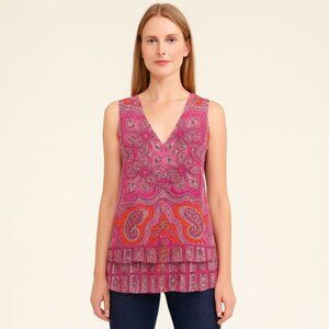 INC International Concepts Pink and Orange Tiered Blouse